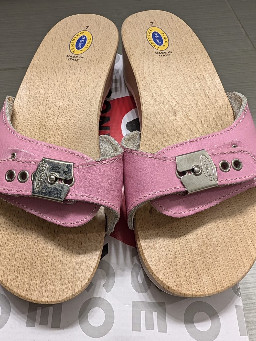 Pink Leather Slide Sandals Vintage Pink